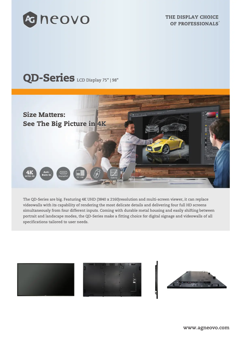 Página 1 del manual Ficha técnica AG Neovo QD-75