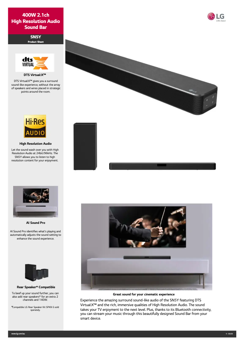 Página nº 1 - Ficha técnica LG SN5Y