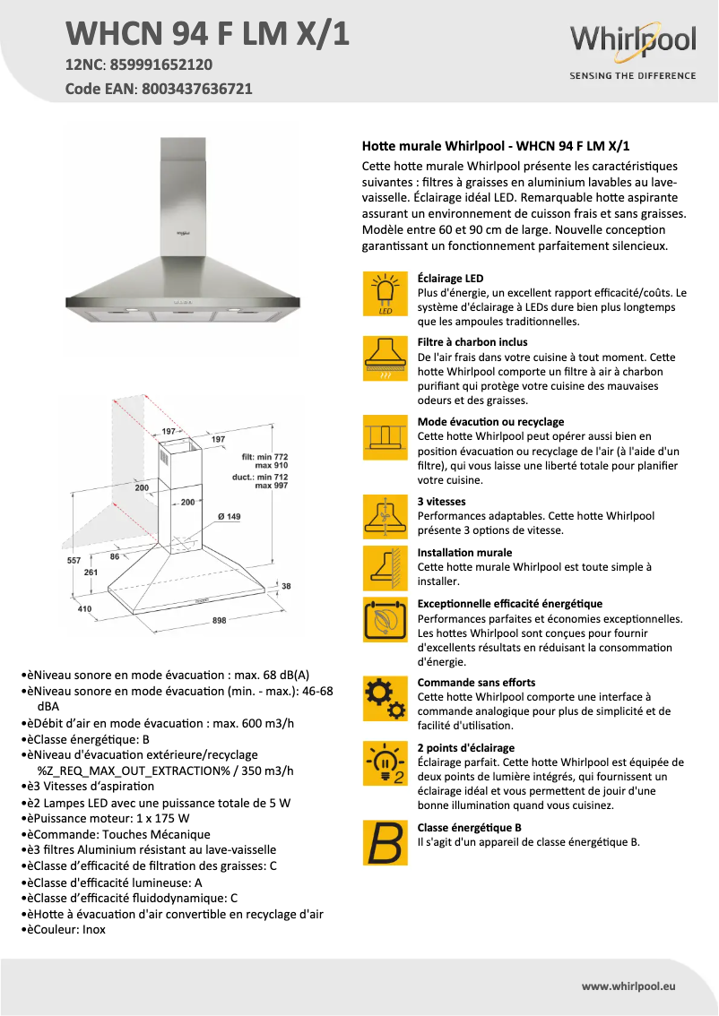 Imagen de la primera página del manual del dispositivo WHCN 94 F LM X