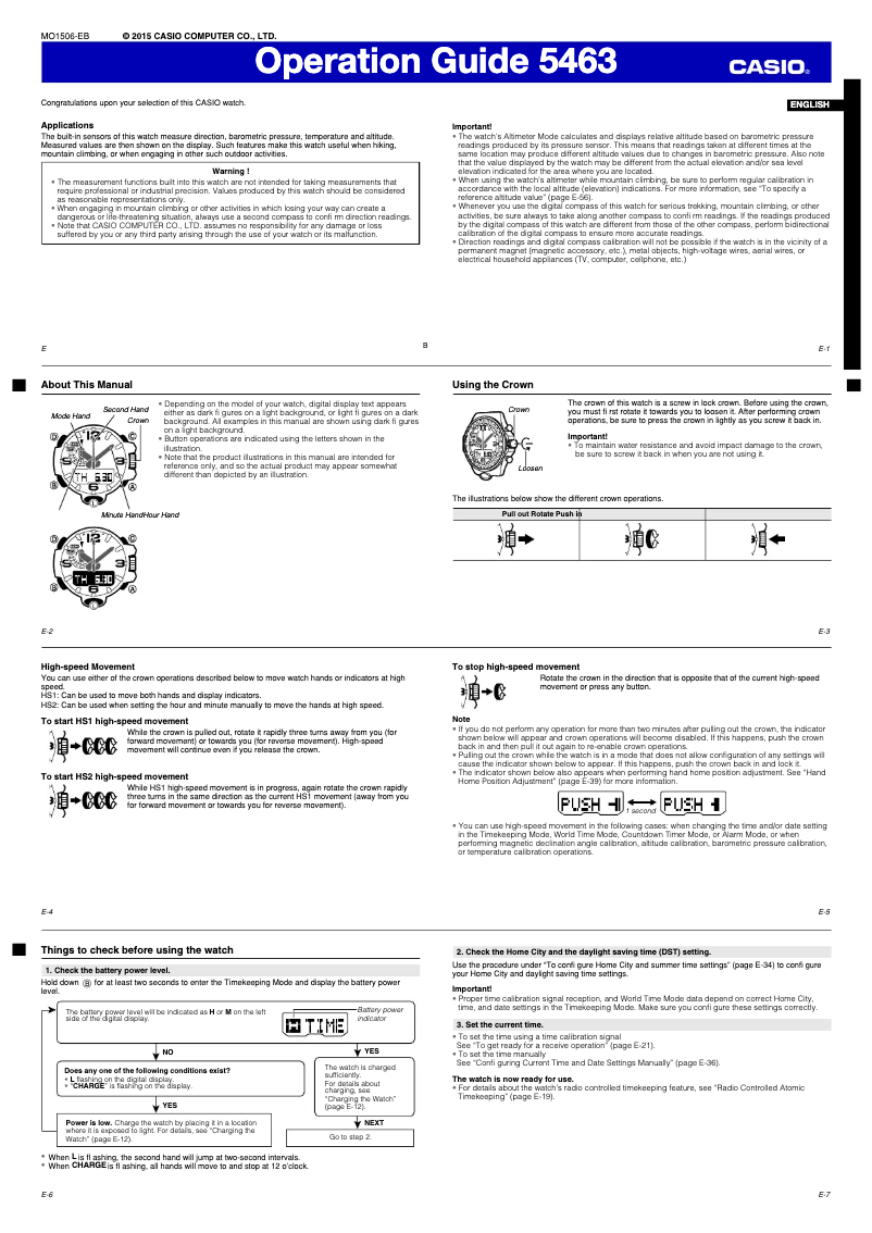 Imagen de la primera página del manual del dispositivo G-Shock GWG-1000-1AER