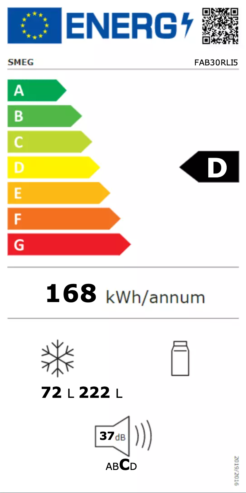 Página 1 del manual Etiqueta energética Smeg FAB30RLI5
