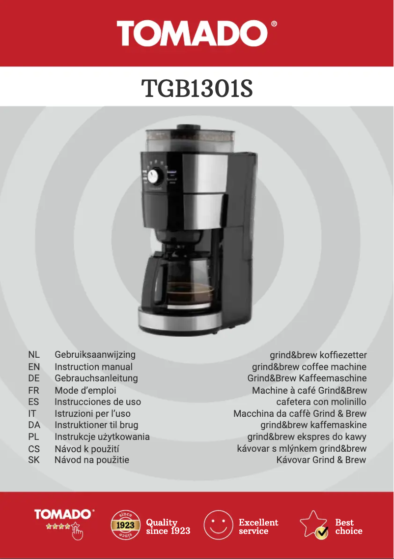 Imagen de la primera página del manual del dispositivo TGB1301S