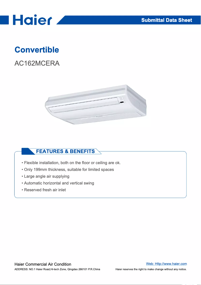 Imagen de la primera página del manual del dispositivo AC162MCERA