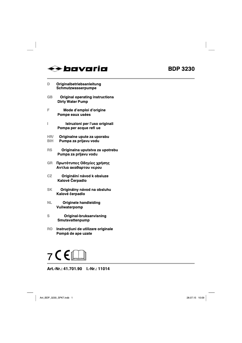 Imagen de la primera página del manual del dispositivo BDP 3230