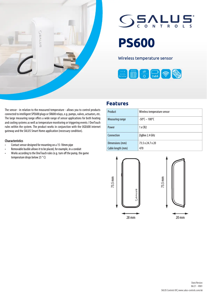 Imagen de la primera página del manual del dispositivo PS600
