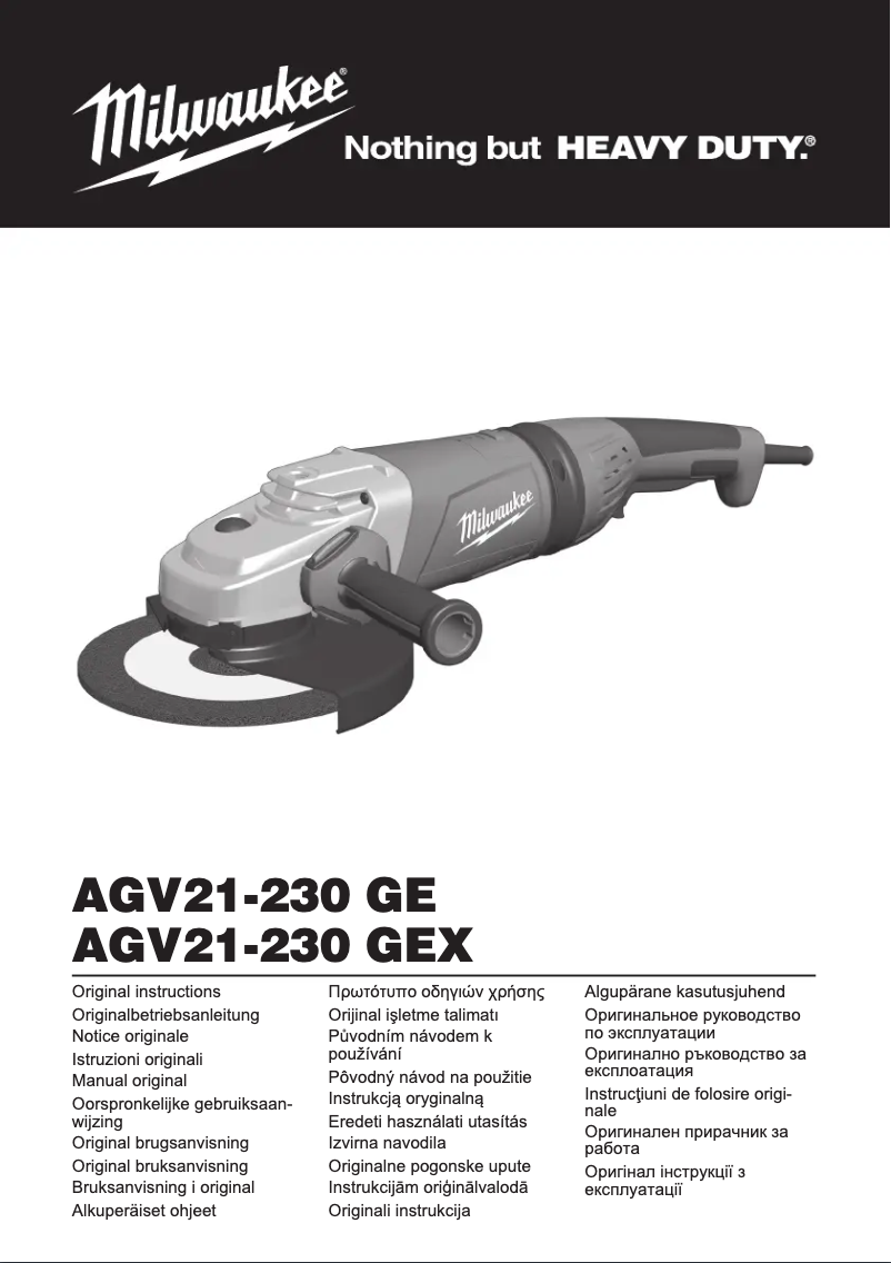 Página 1 del manual Manual de usuario Milwaukee AGV 21-230 GEX