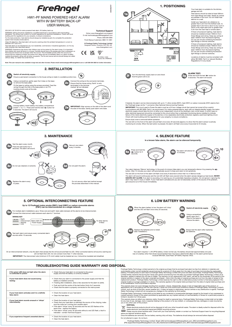 Página 1 del manual Manual de usuario FireAngel HW1-PF-T