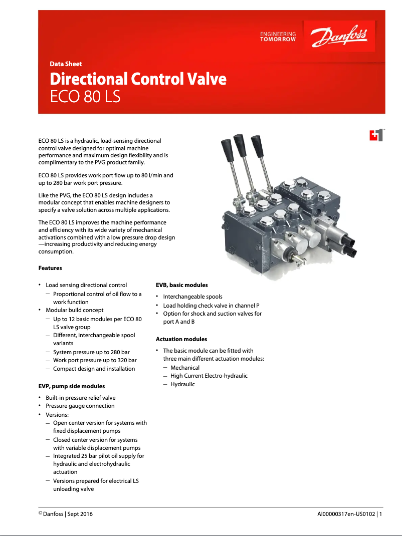 Página 1 del manual Ficha técnica Danfoss ECO 80