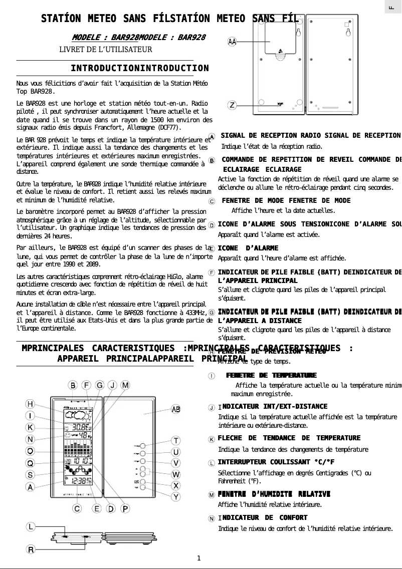 Página 1 del manual Manual de usuario Oregon Scientific BAR928