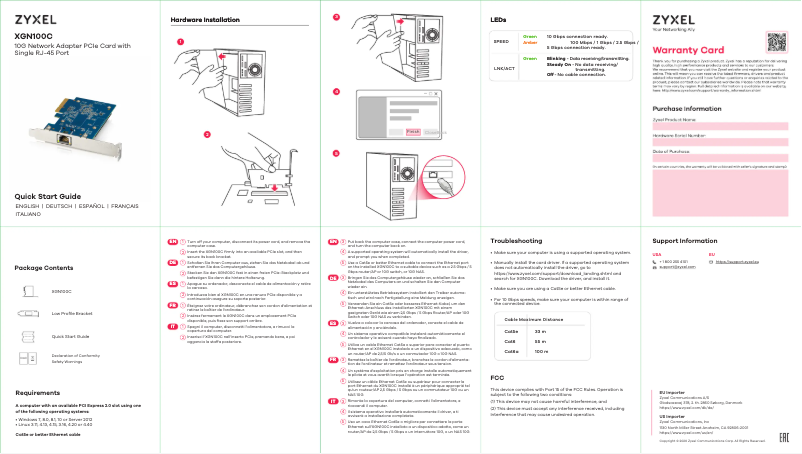 Página 1 del manual Guía de inicio rápido ZyXEL XGN100C
