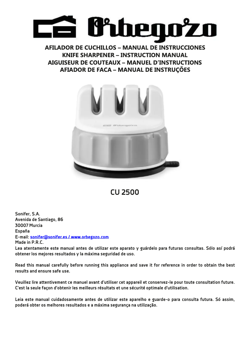 Imagen de la primera página del manual del dispositivo CU 2500