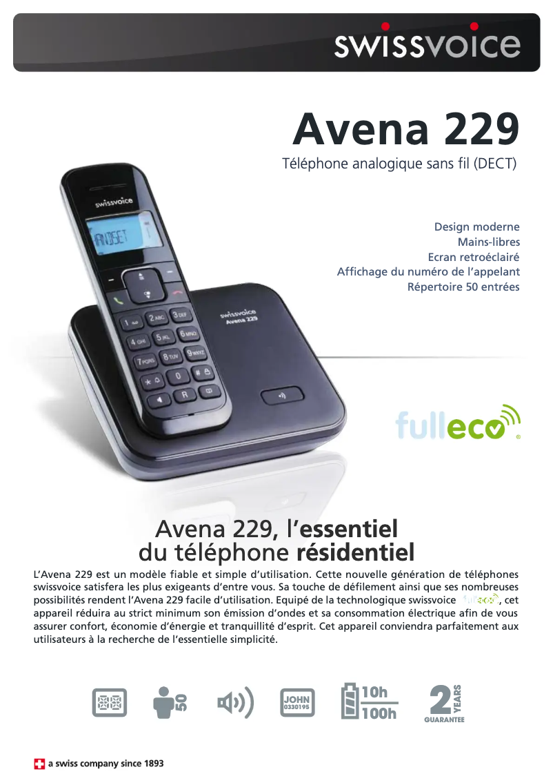 Imagen de la primera página del manual del dispositivo Avena 229