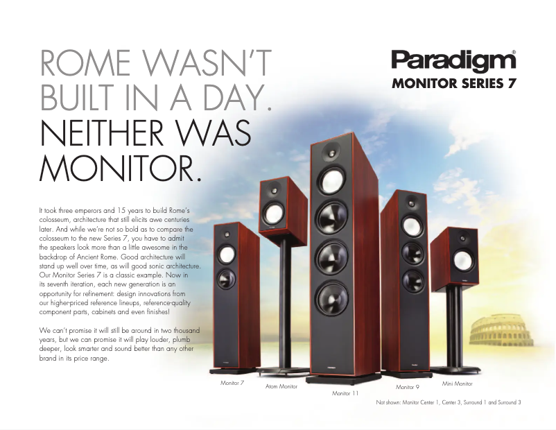 Página 1 del manual Ficha técnica Paradigm Atom Monitor v7