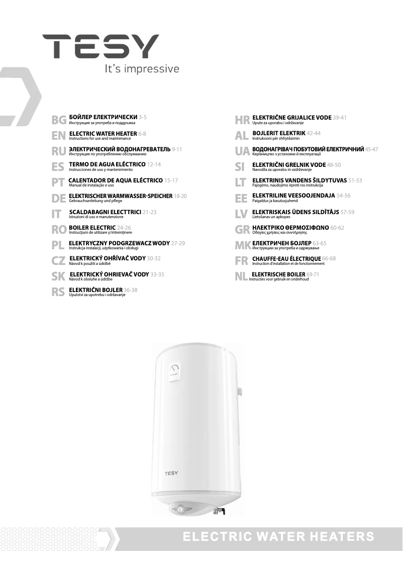Página 1 del manual Manual de usuario Tesy Anticalc 50