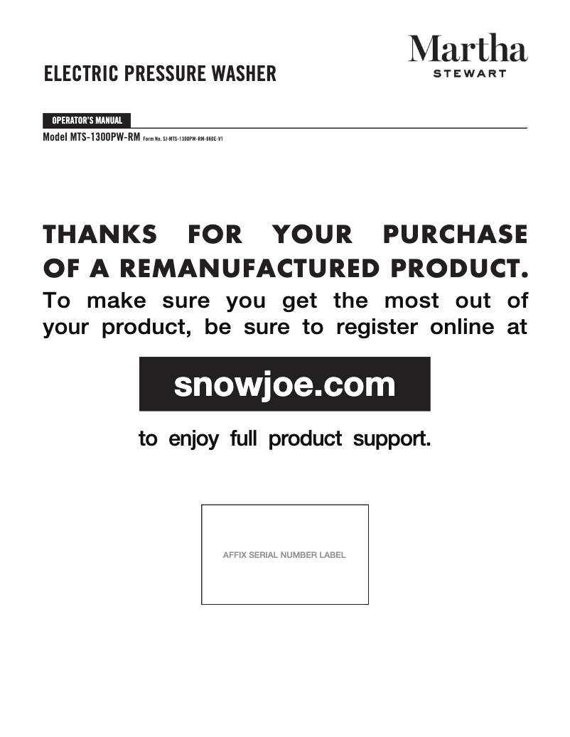 Página 1 del manual Manual de usuario Martha Stewart MTS-1300PW-RM