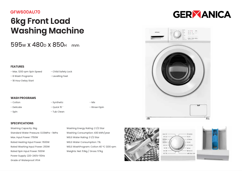 Imagen de la primera página del manual del dispositivo GFW600AU70