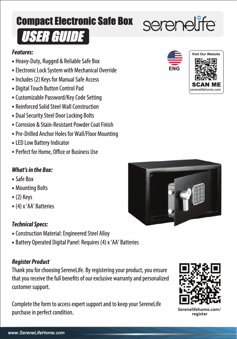 Página 1 del manual Manual de usuario SereneLife SLSFE12