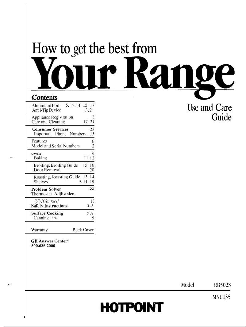 Página 1 del manual Manual de uso y mantenimiento Hotpoint RB502SWH