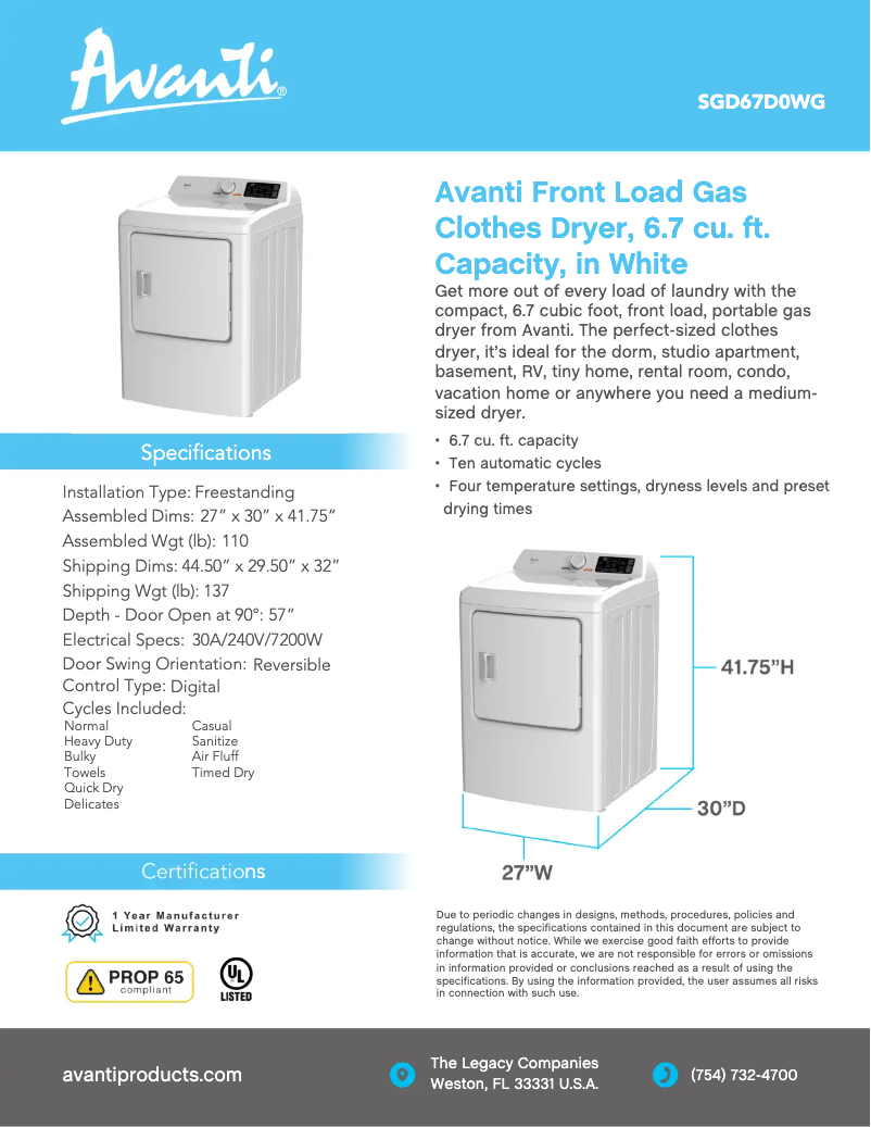 Imagen de la primera página del manual del dispositivo SGD67D0WG