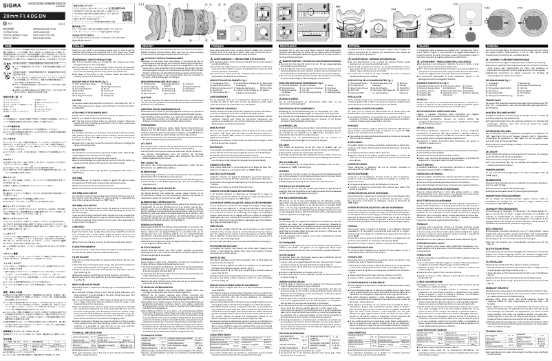 Imagen de la primera página del manual del dispositivo 20mm F1.4 DG DN