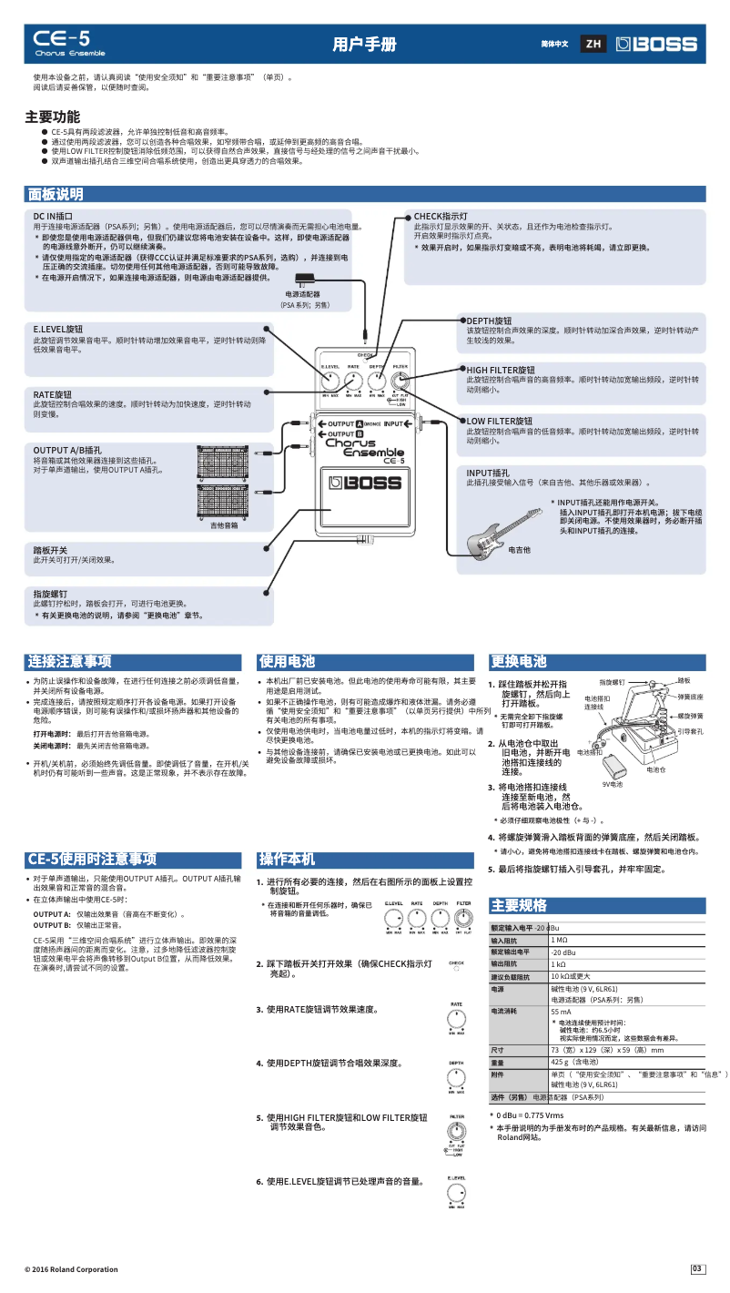 Página 1 del manual Manual de usuario Boss Chorus Ensemble CE-5
