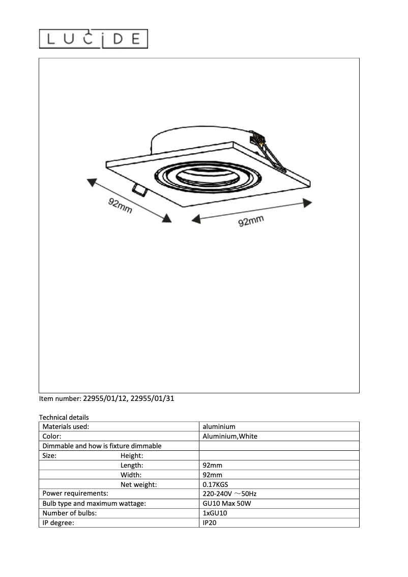 Página nº 1 - Manual de usuario Lucide Tube