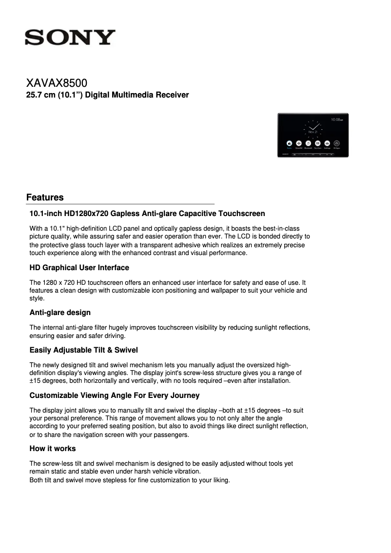 Imagen de la primera página del manual del dispositivo XAV-AX8500