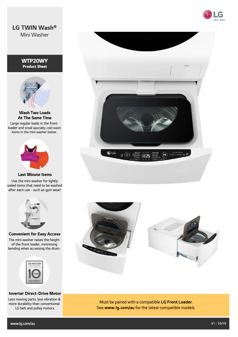 Imagen de la primera página del manual del dispositivo WTP20Y