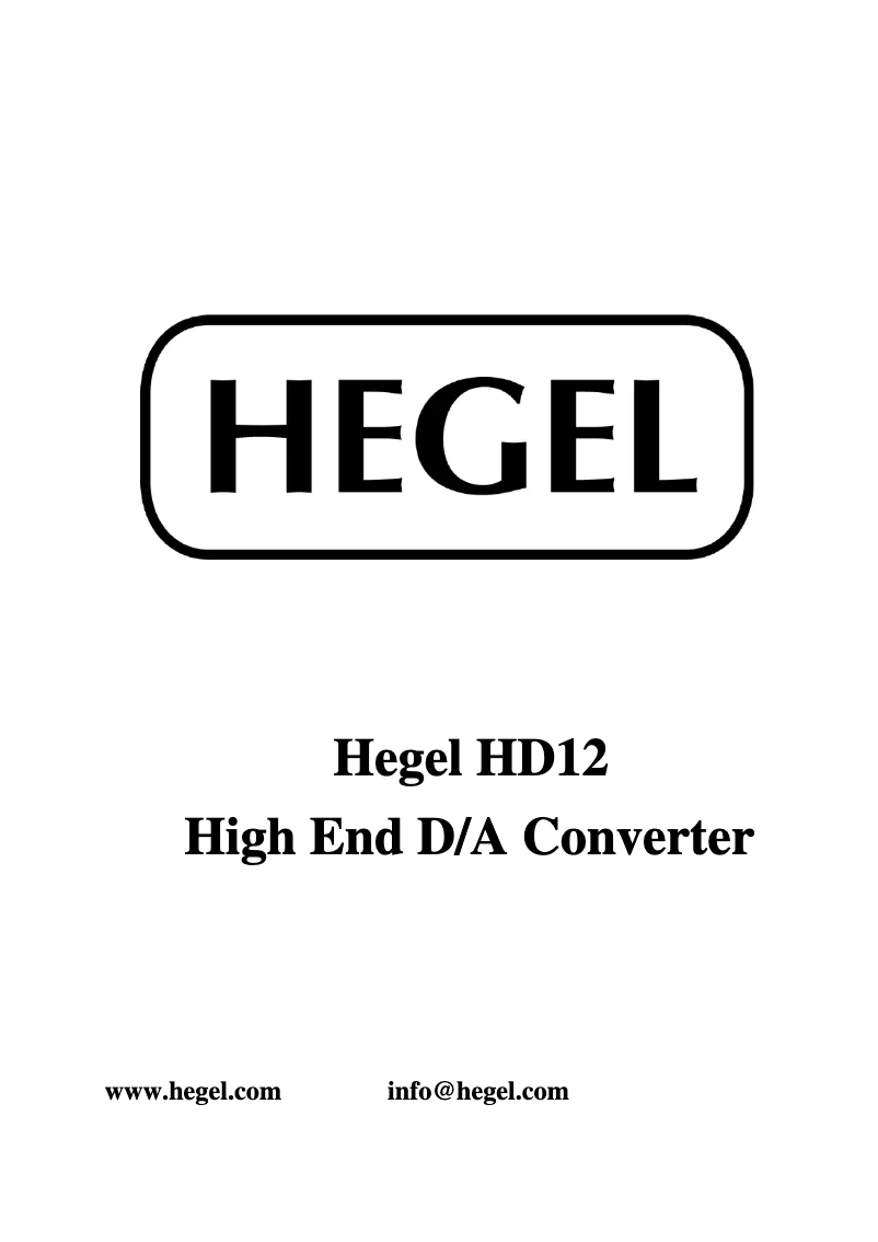 Página nº 1 - Manual de usuario Hegel HD12