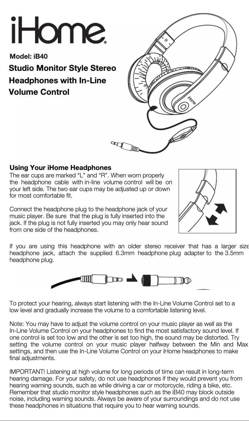 Página nº 1 - Manual de usuario iHome iB40