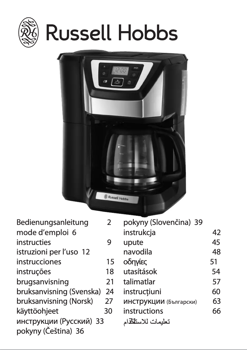 Página 1 del manual Manual de usuario Russell Hobbs Chester Grind & Brew 22000-56