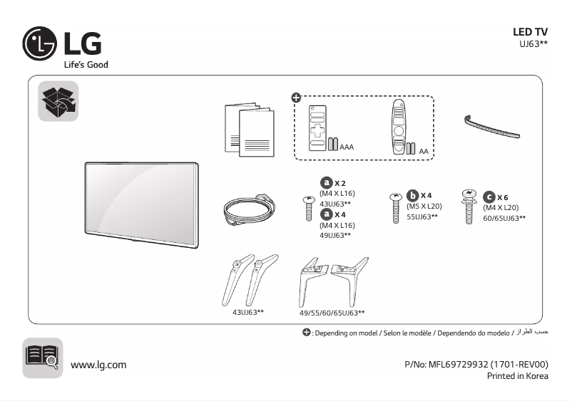 Imagen de la primera página del manual del dispositivo 43UJ630V