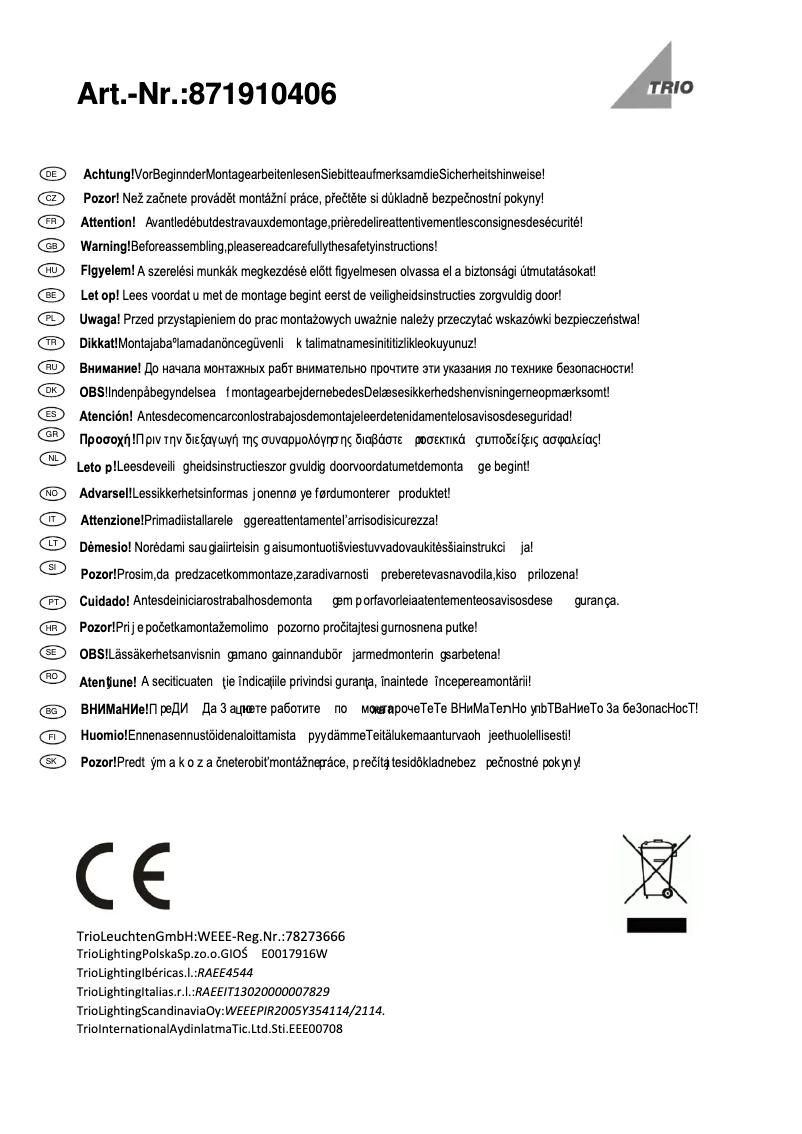 Imagen de la primera página del manual del dispositivo Paradox 871910406