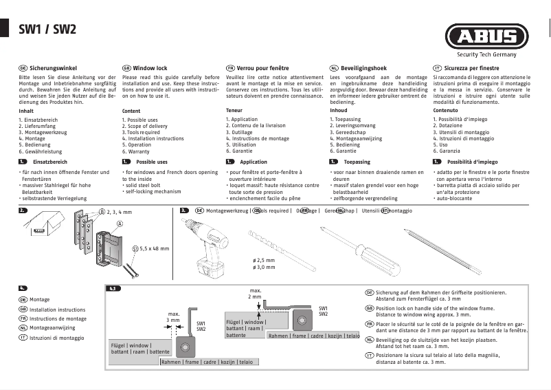 Imagen de la primera página del manual del dispositivo SW1