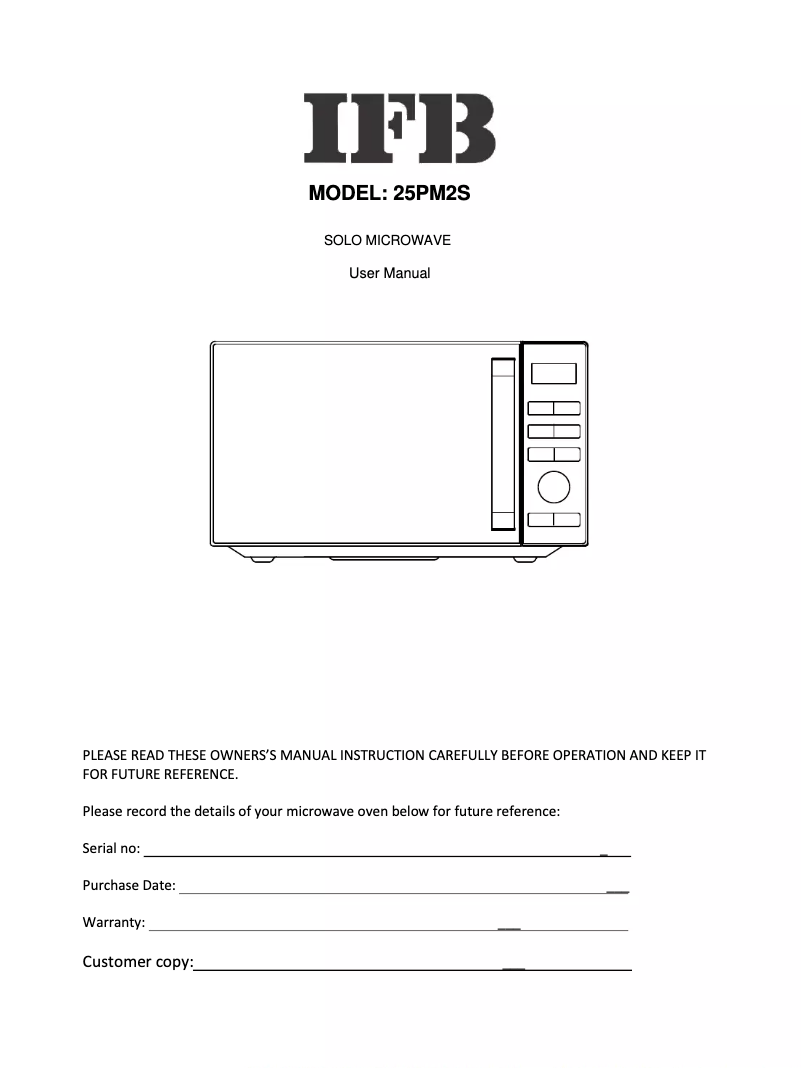 Página 1 del manual Manual de usuario IFB 25PM2S