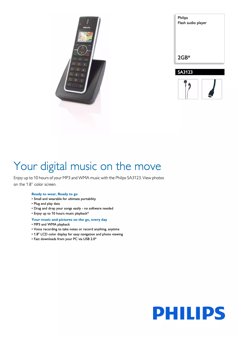 Imagen de la primera página del manual del dispositivo GoGear SA3123