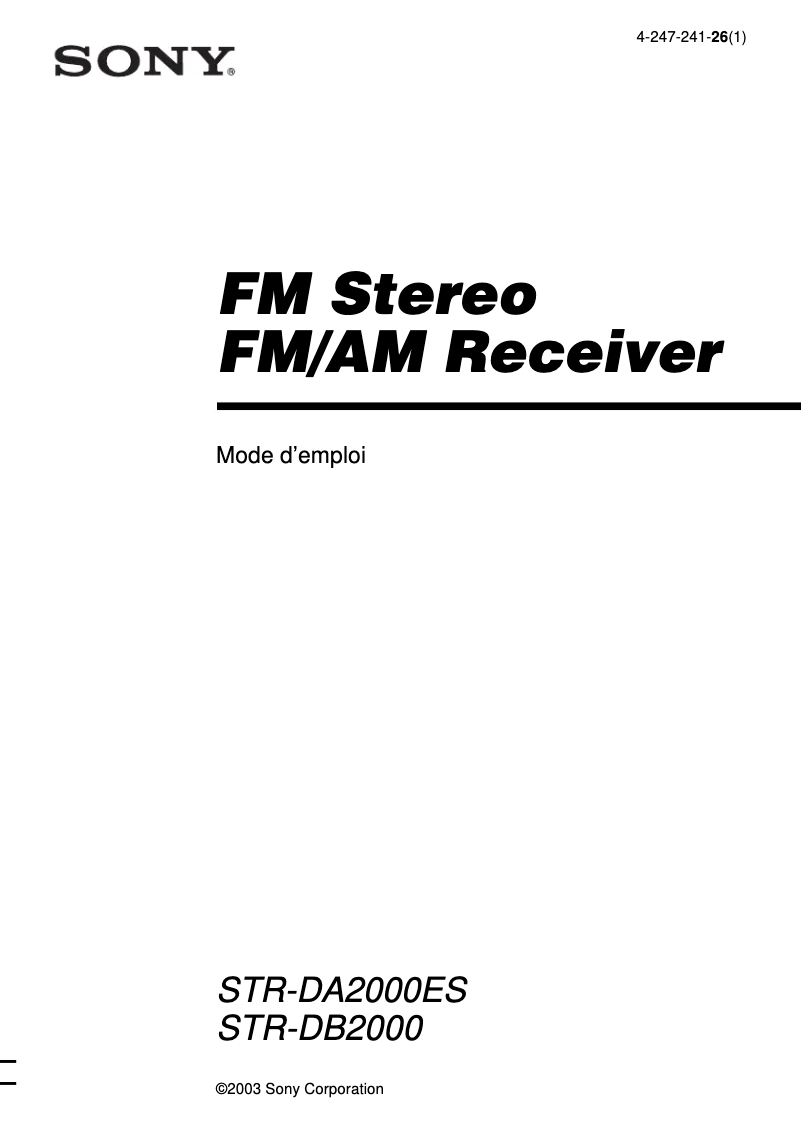Página 1 del manual Manual de usuario Sony STR-DB2000