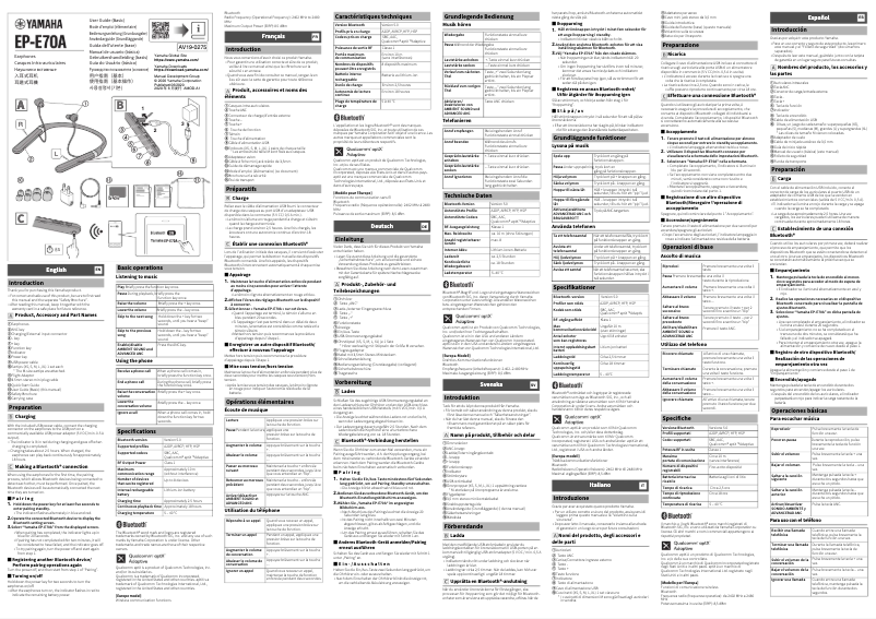 Página 1 del manual Manual de usuario Yamaha EP-E70A