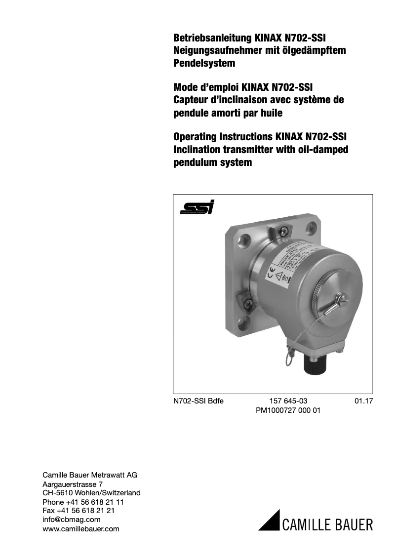 Página nº 1 - Manual de usuario Camille Bauer KINAX N702-SSI