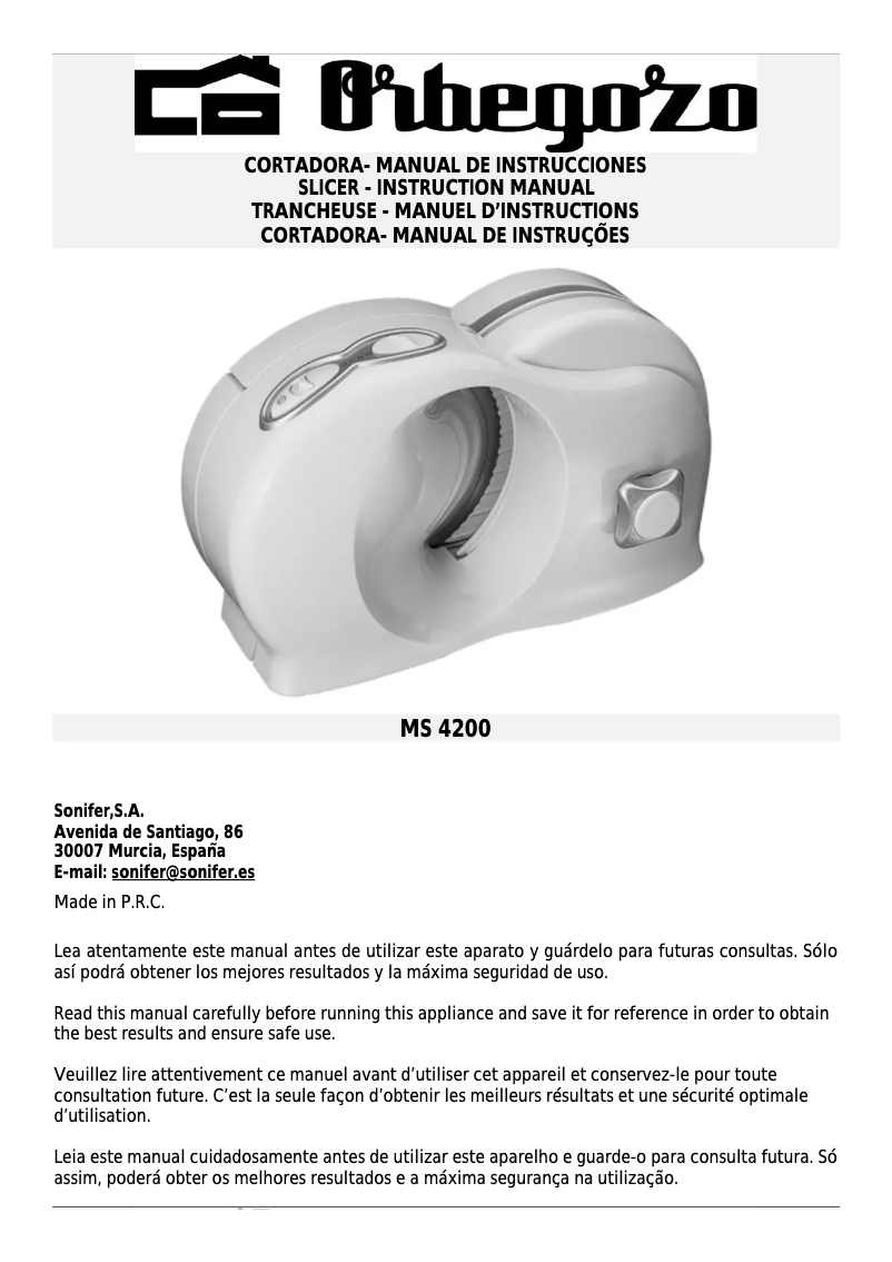 Página nº 1 - Manual de usuario Orbegozo MS 4200