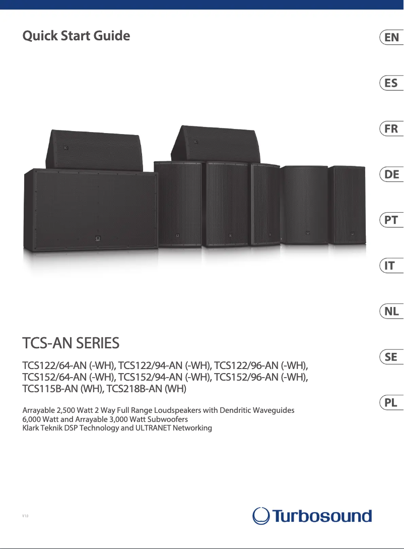 Página 1 del manual Guía de inicio rápido Turbosound TCS115B-AN