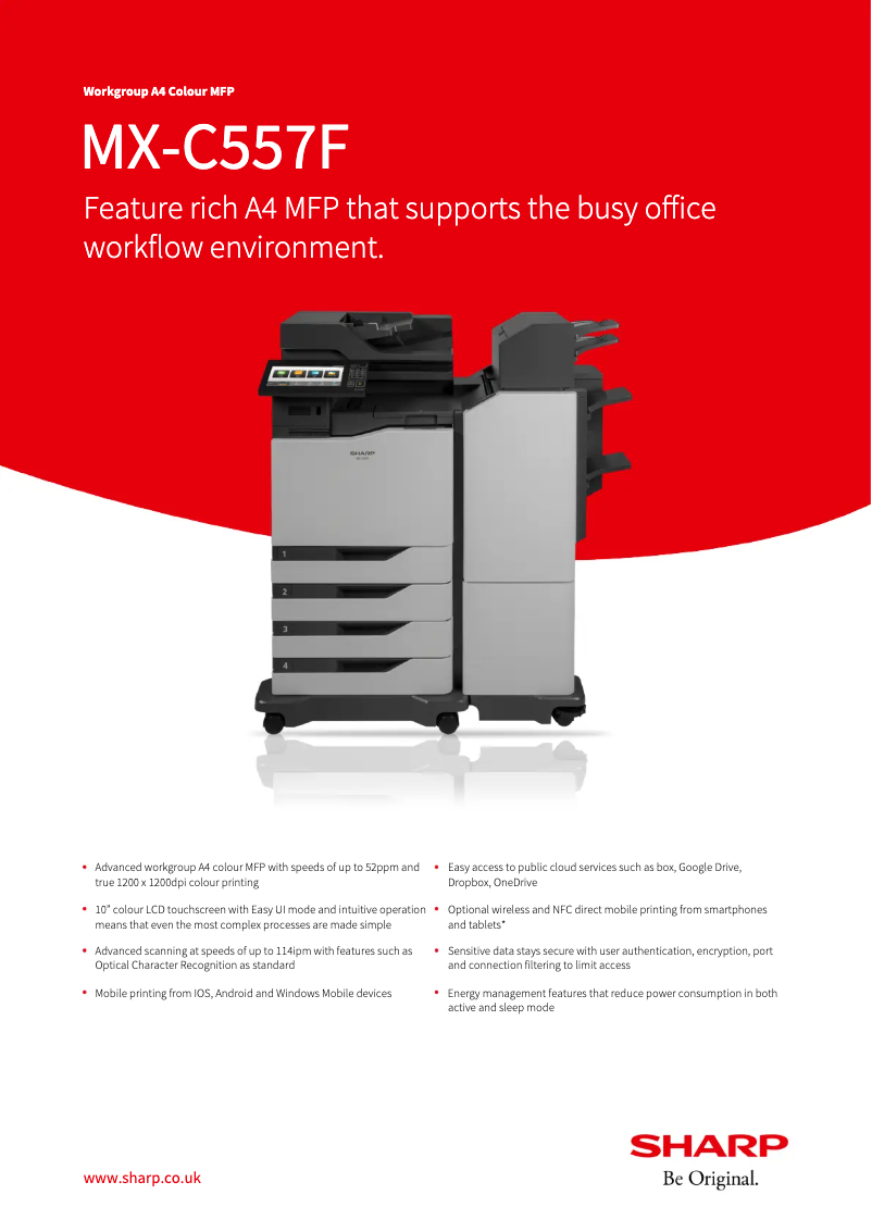 Imagen de la primera página del manual del dispositivo MX-C557F