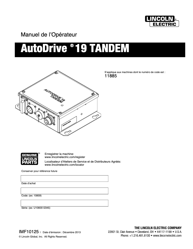 Página nº 1 - Manual de usuario Lincoln Electric AutoDrive 19 Controller
