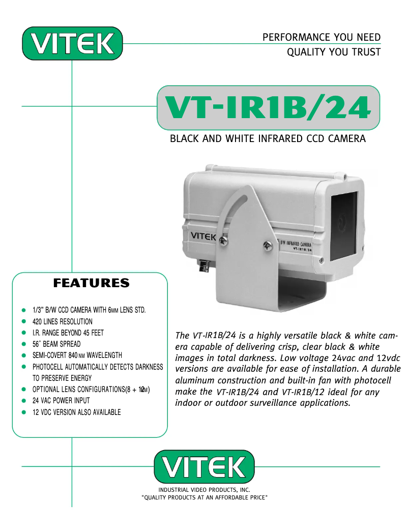 Imagen de la primera página del manual del dispositivo VT-IR1B-24