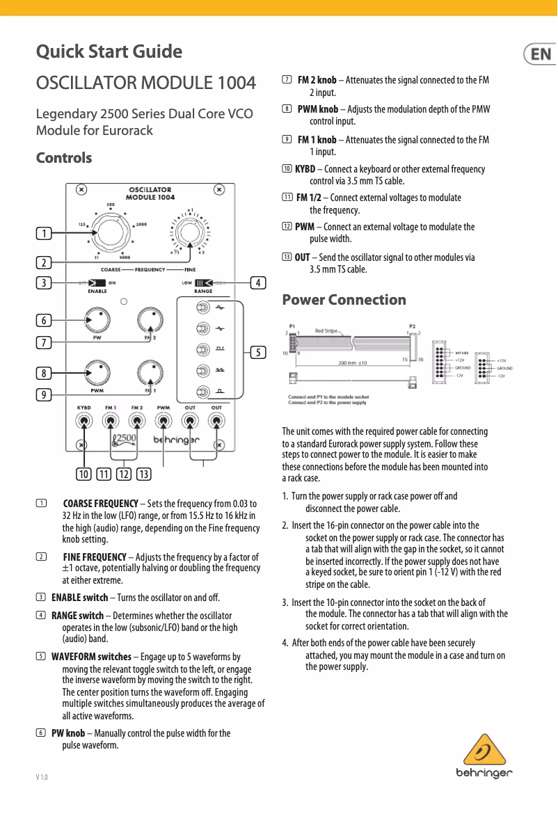 Imagen de la primera página del manual del dispositivo Oscillator Module 1004