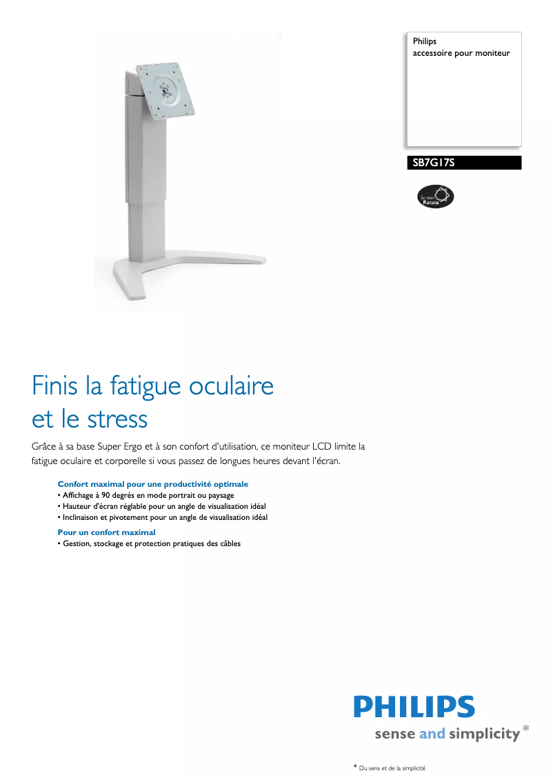 Página 1 del manual Ficha técnica Philips SB7G17S