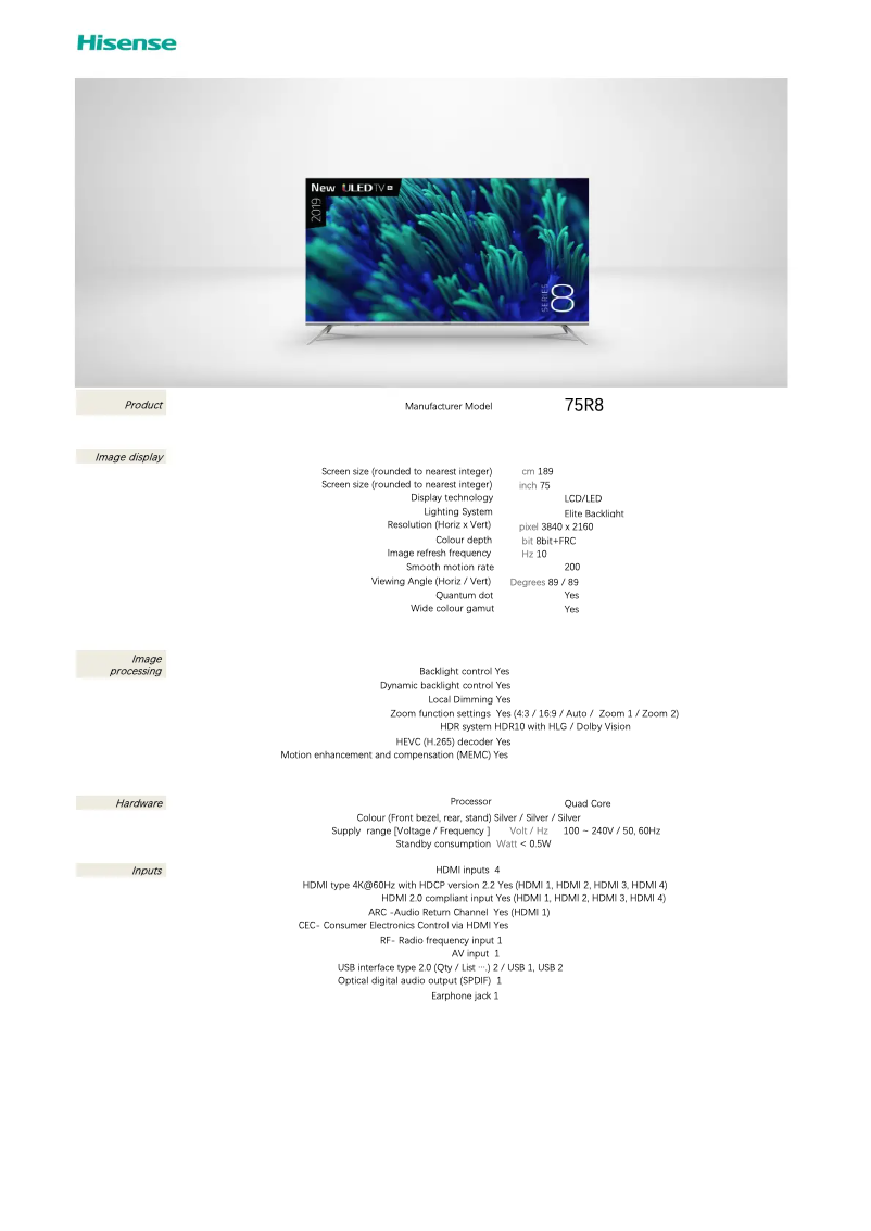 Imagen de la primera página del manual del dispositivo 75R8
