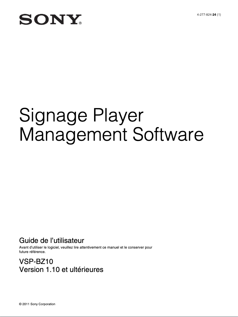 Página nº 1 - Manual de usuario Sony VSP-BZ10