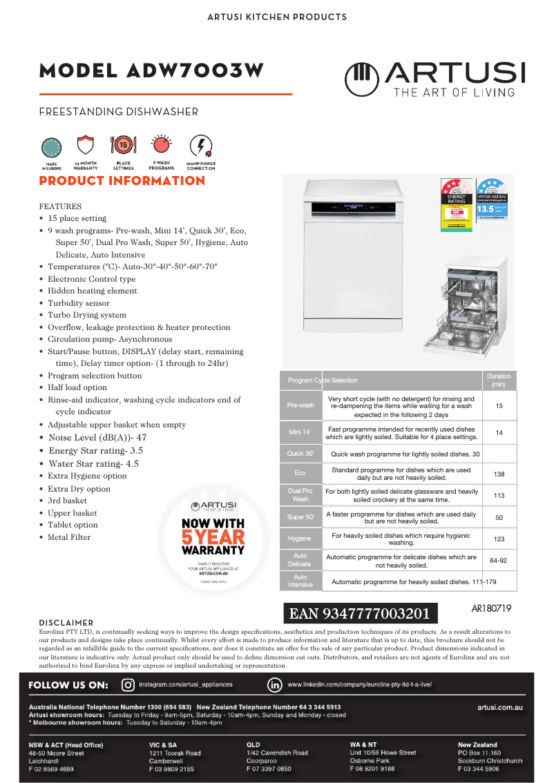 Imagen de la primera página del manual del dispositivo ADW7003W