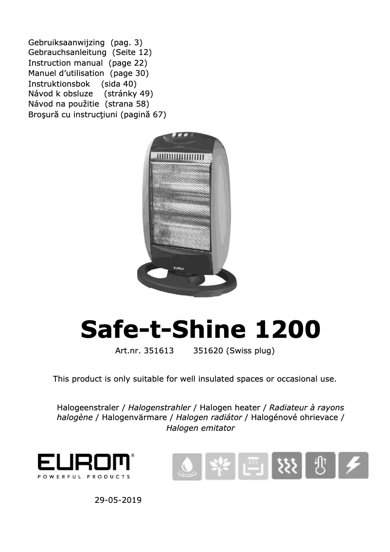 Imagen de la primera página del manual del dispositivo Safe-t-shine 1200